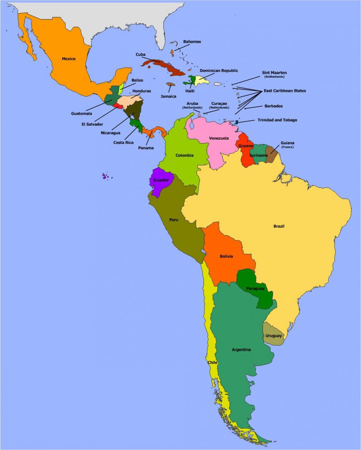 Карта Беліз Паўднёвая Амерыка