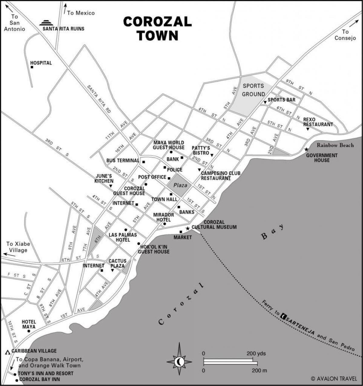 карта корозал горада Беліза